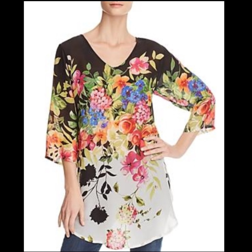 JOHNNY WAS BETTY FLORAL PRINT TUNIC